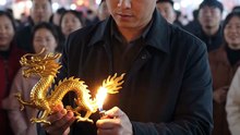 Golden Dragon Transforms Into a Giant Firework Dragon in the Sky
