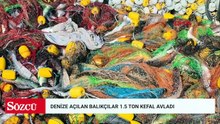 Tekirdağ’da tekneyle denize açılan balıkçılar, 1,5 ton kefal avladı