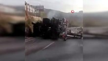 Uludağ yolunda devrilen vinç paniğe neden oldu