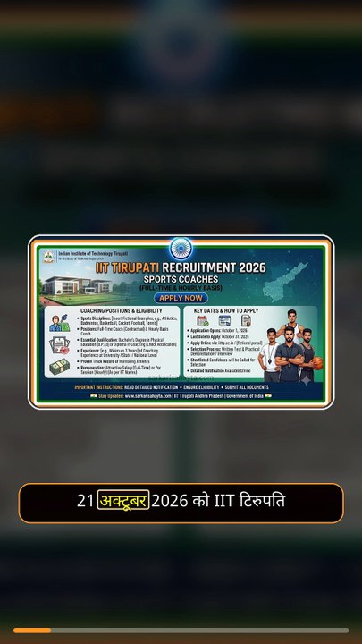 🎯 IIT Tirupati Sports Coach Jobs 2026 – Full‑Time & Hourly Positions ...
