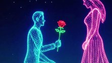 A Breathtaking Romantic Drone Show in the Night Sky