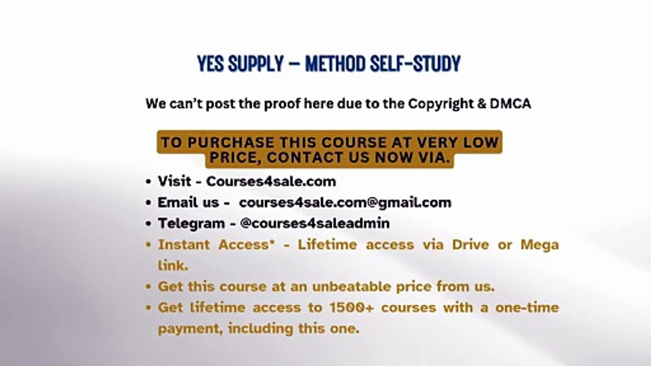 Courses4sale.com — Yes Supply – Method Self-Study - video Dailymotion