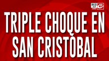 Impresionante triple choque en San Cristóbal: hay dos adultas mayores heridas