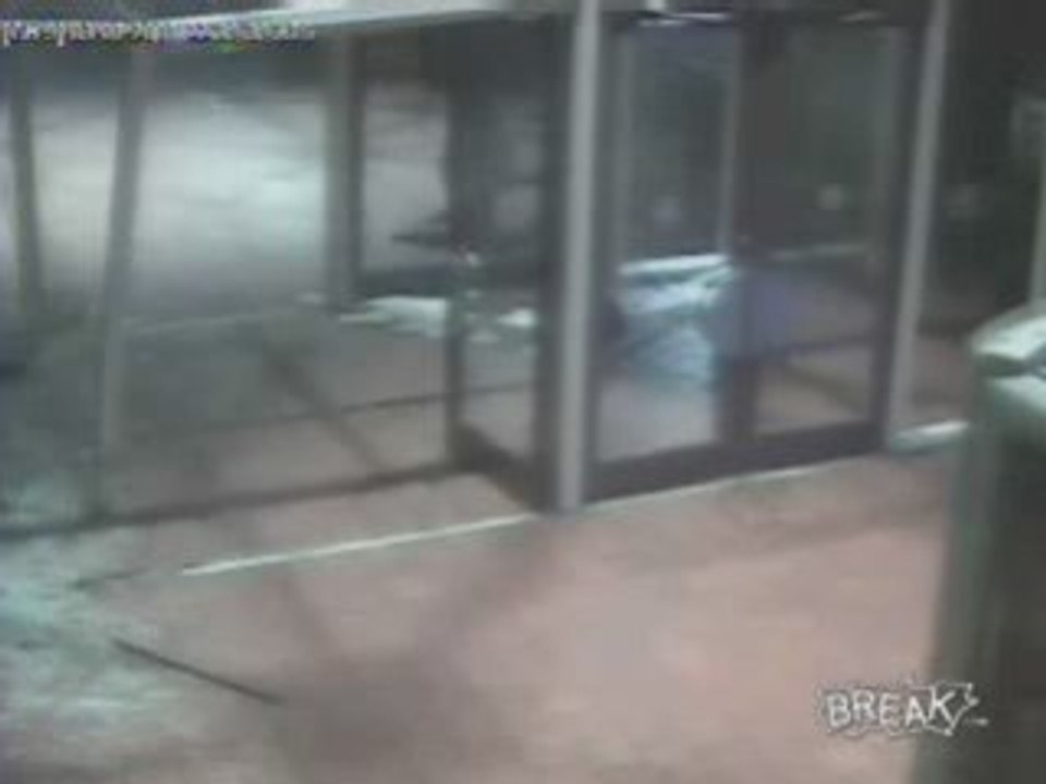 Guy Drives Through Mall