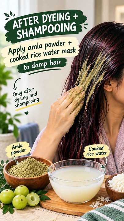 Amla + Cooked Rice Water Hair Mask for Coloured Hair | Simple Post-Dye ...