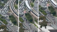 Crane topples onto monorail structure and is struck by train in Brazil