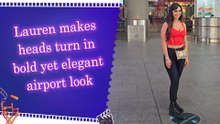 Lauren Gottlieb looks radiant in red top as she exits Mumbai airport