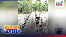 Bahagi ng tulay, bumagsak matapos daanan ng truck na may kargang mga bakal | Unang Balita
