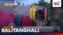 Bus, tumagilid at nasalpok ang kasalubong na pickup; 20 pasahero, sugatan | Balitanghali