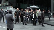 Tommy Robinson arrives at court for harassment trial