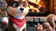 Corgi Tenderly Rescues Sleeping Squirrel's Rolling Pinecone! 🐿️🐶