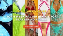Cheap & Best Top 5 Mesh Halter Bikinis For Flattering Figure Unboxing & Review - 3D Flowers Mesh Sequined Bikini Shiny Y...