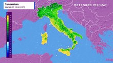 Martedì 27 ottobre 2026, temperature Italia