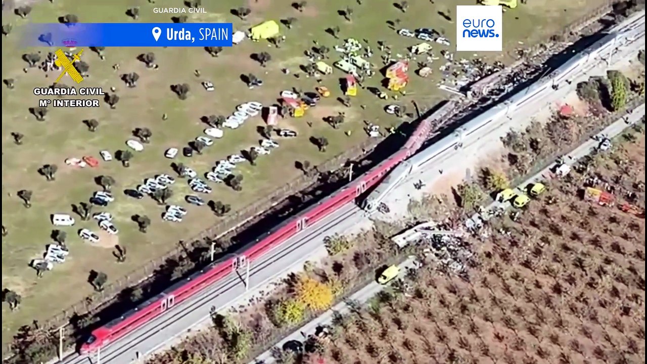 Erste Luftaufnahmen zeigen tödliches Zugunglück bei Toledo