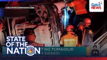 Taxi, naipit ng tumagilid na truck; 4 nasagip | SONA