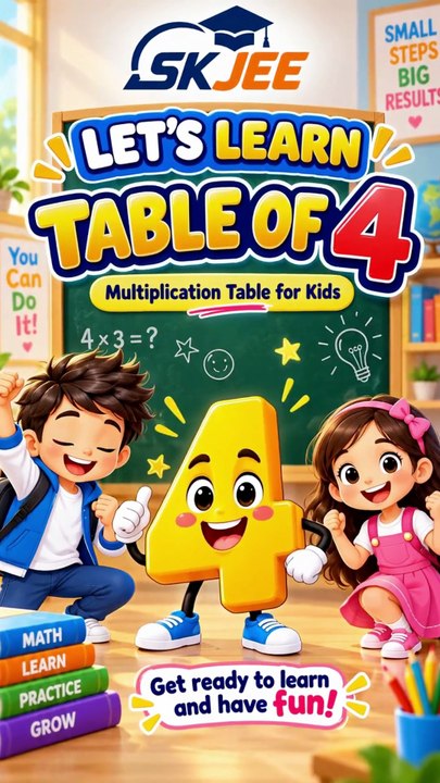 Table of 4 for Kids | Learn 4 Times Table | Multiplication Practice ...