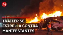 Incendio consume 4 tráilers tras choque en autopista Toluca-México