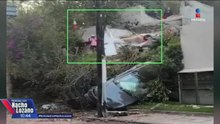 Tesla pierde el control, destruye dos casas en Huixquilucan y el conductor resulta ileso