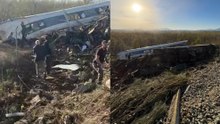 Dos trenes chocan en la provincia de Toledo: dos vagones caen por un terraplen 