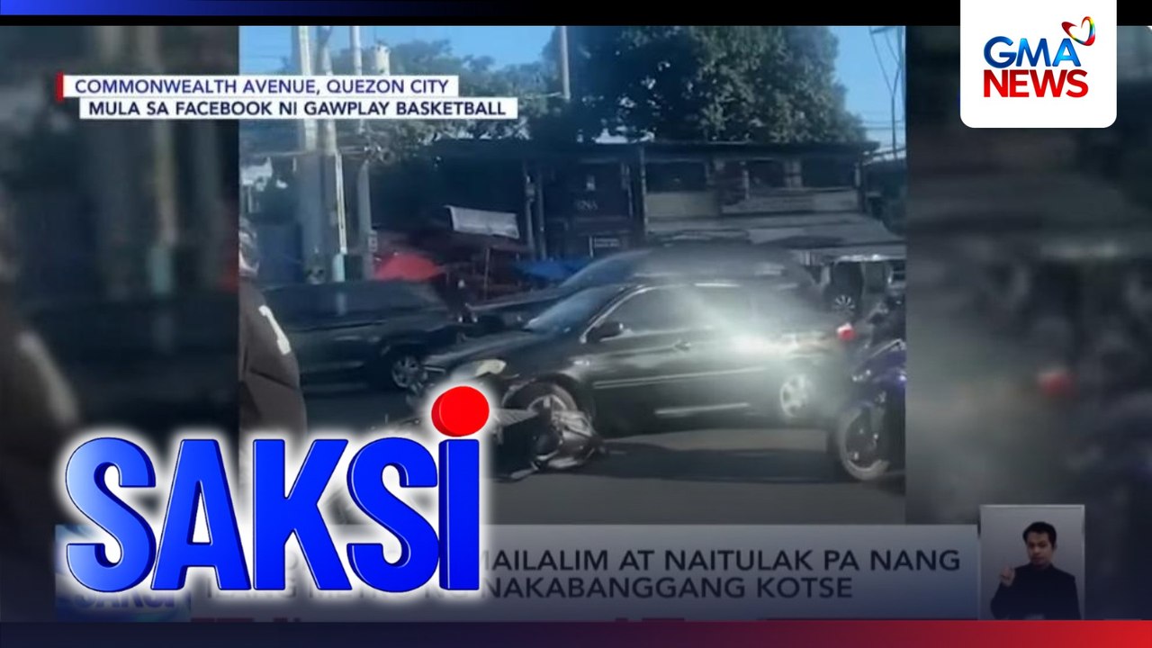 Motorsiklo, pumailalim at naitulak pa nang ilang metro ng nakabanggang ...