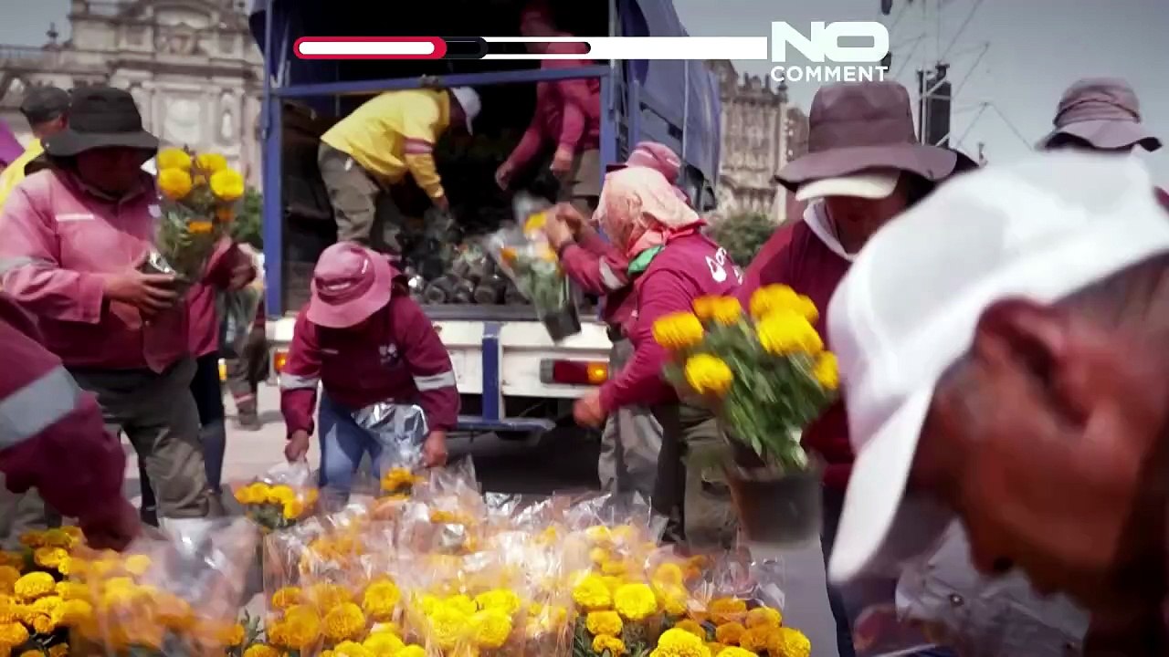 Mexiko: höchste catrina der welt steht zu día de muertos in mexiko-stadt