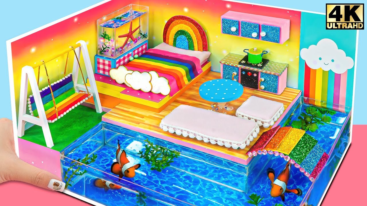 Build Cloudy House Have Aquarium Around And Rainbow Slide ️ DIY ...