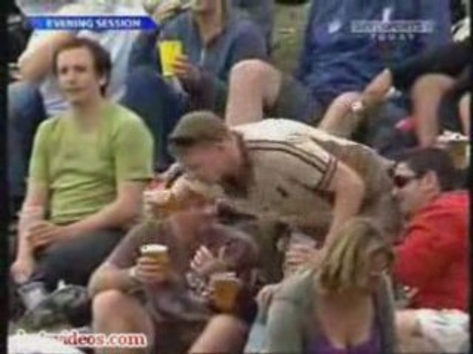Drunk Cricket Fan Falls and Fails