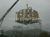 eliogir montage avec grue sur pylone 6 metres de hauteur