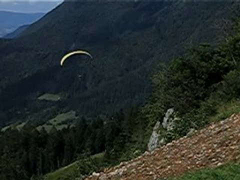 vol parapente col de la forclaz vue sur le lac d'annecy