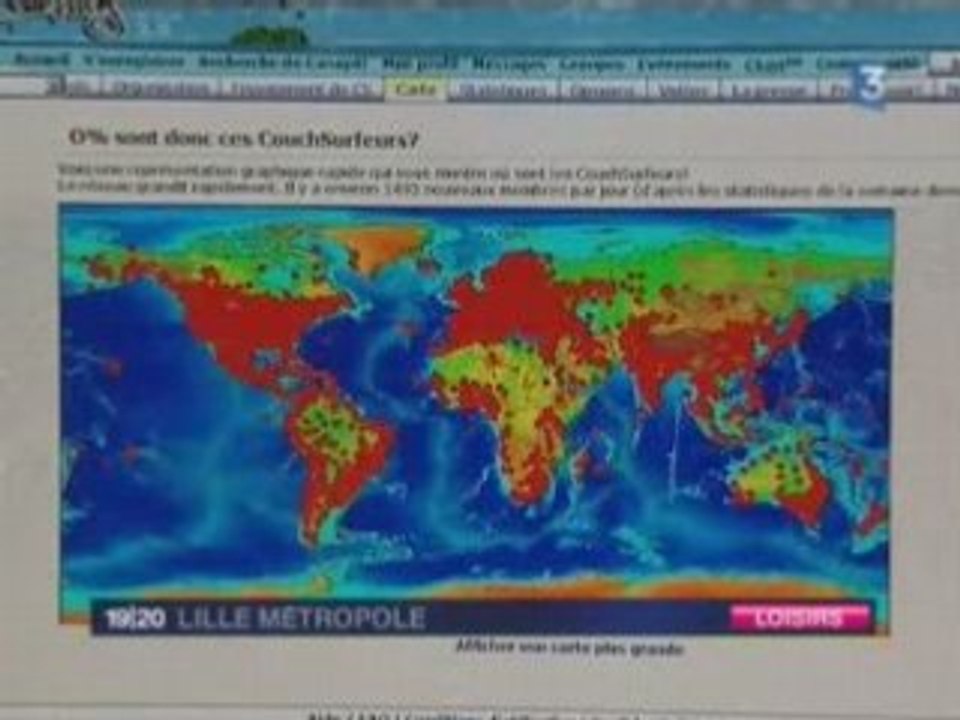 Reportage sur le Couchsurfing France3 Regional 10-09-2008