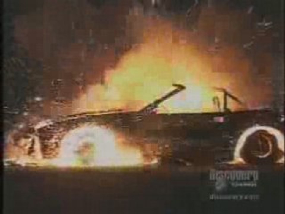 Car destroyed by a machine gun