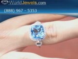 14K White Gold 5.20 ct. tw. Diamond & Blue Topaz Ring Dt-2