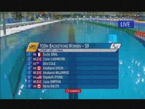 Finale 100m dos S9 (ac Emilie Gral) Jeux paralympiques 2008