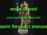st. benedict statues wooden, carved & handcrafted!