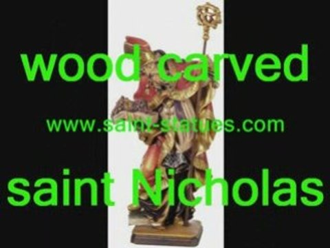 statue of saint nicholas wooden, carved & handcrafted!