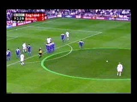 Beckam coup franc 30m pleine lucarne