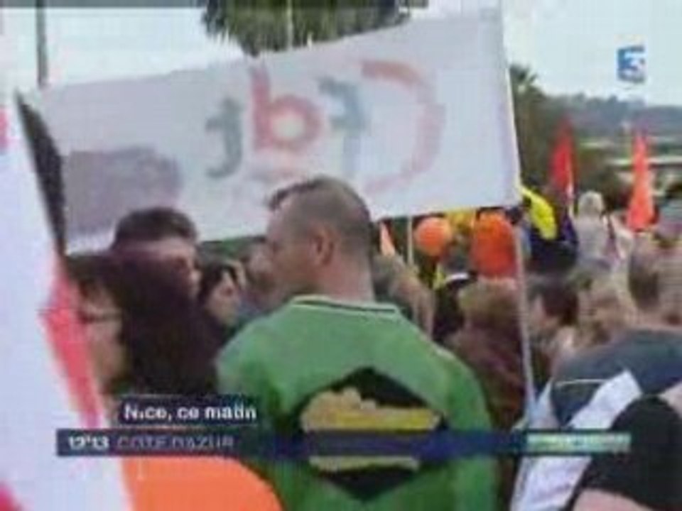 Manif pour La Poste : 12/13 France3 Nice 23/09/08