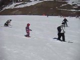 Les Lelièvre font du ski à Orcières 1850