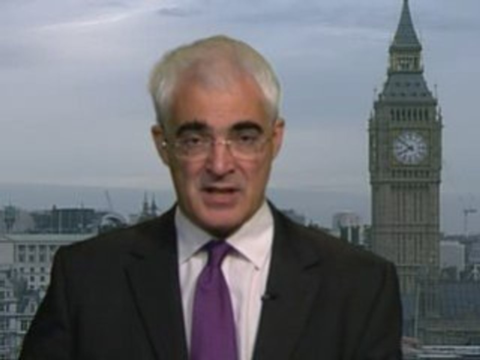 Chancellor Alistair Darling on the bank Bradford and Bingley