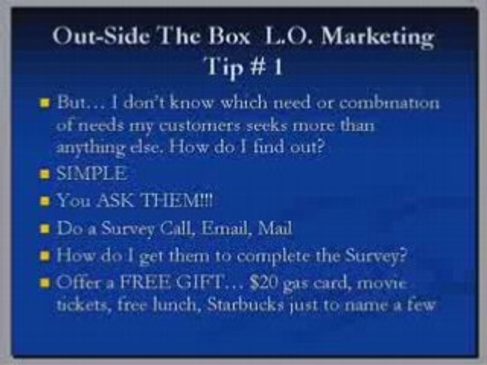Loan Officer FREE Video Mortgage Training Marketing Tips