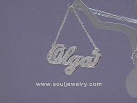 Personalized Diamond Name Pendant 3D Double Plates