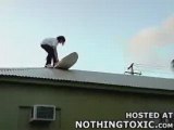Roof Surfing Stunt Does Not go Well