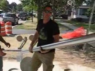 09/07/07 Umbrella Bus Shelter Construction Progress, Step 1