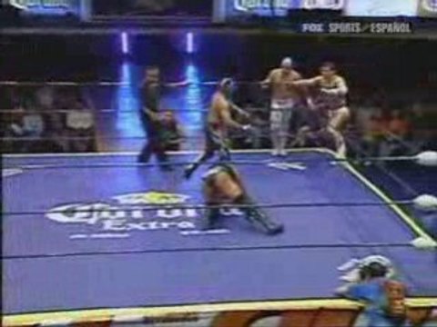 Alex, Shadow, Máscara vs Damián, Águila, Texano