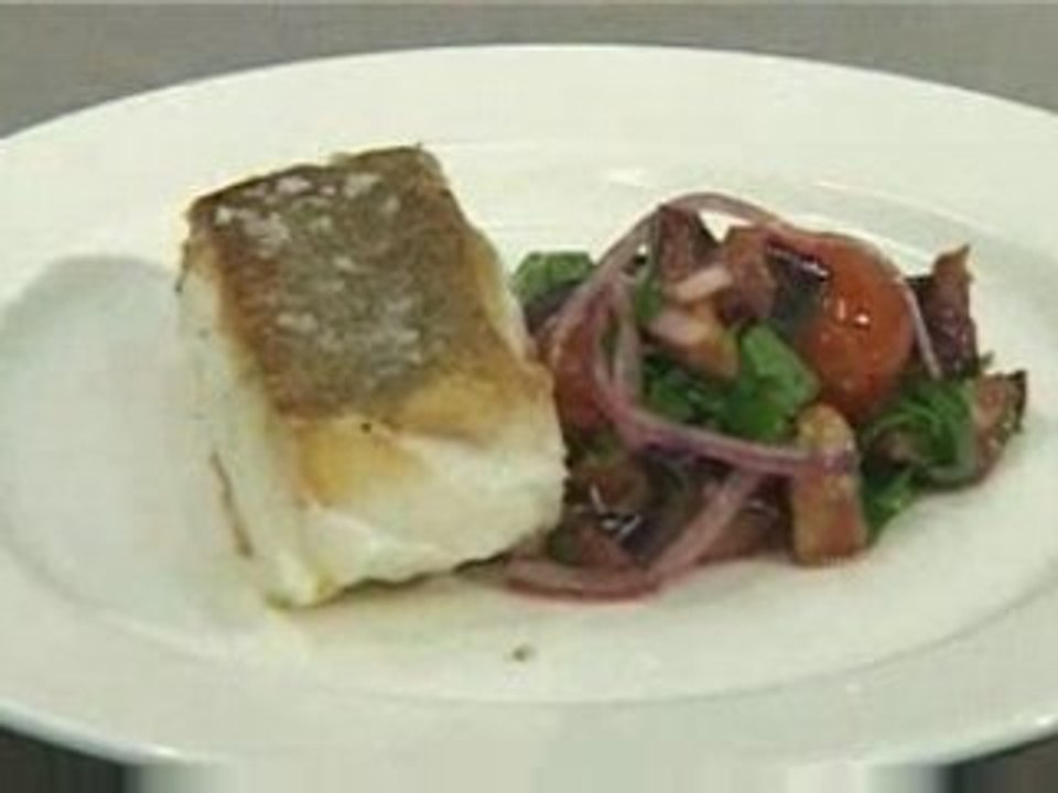 Roast cod fillet on aubergine