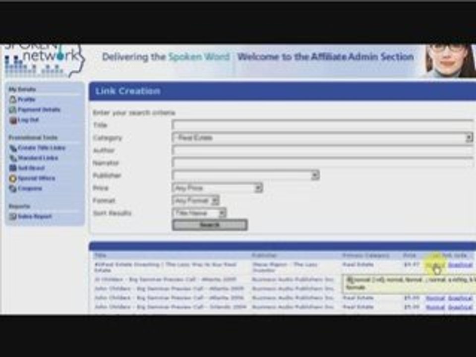 A link on your site will bring 10 % commission