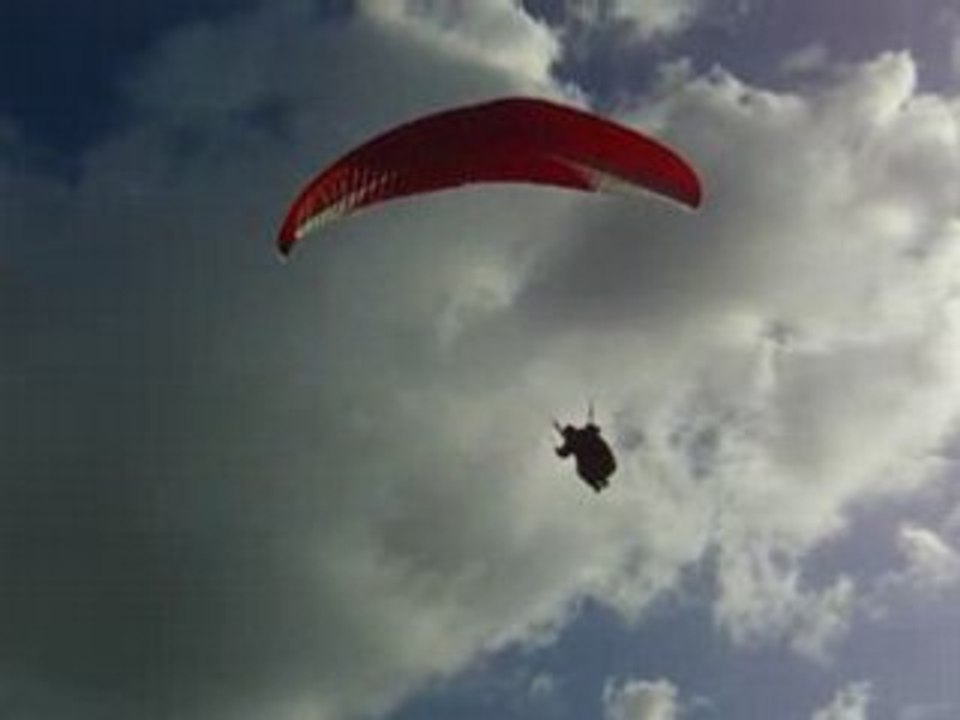 Swooping Paraglider in Laredo, Spain