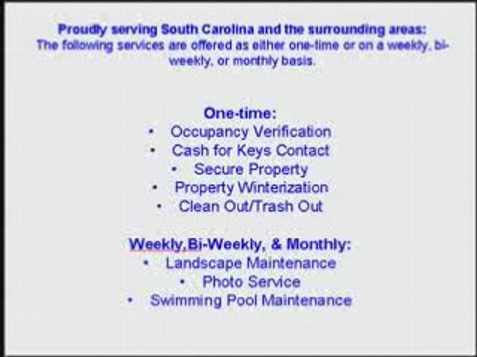 #1 REO Management Services Charleston South Carolina