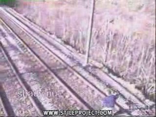 il pazzo sfida il treno