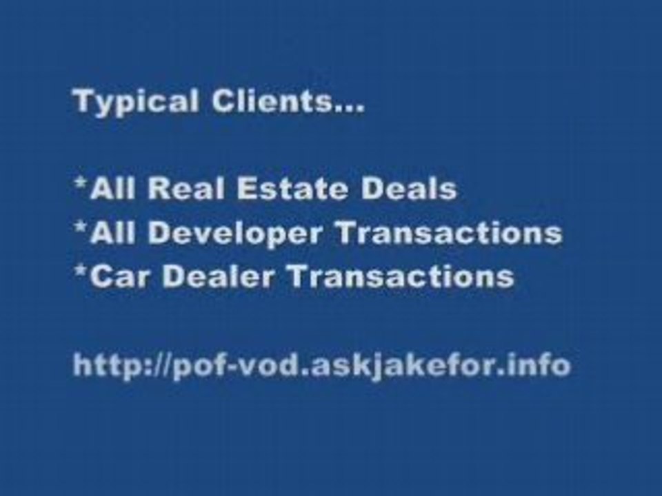 Escrow Deposits, Seasoned Funds, POF, VOD Service